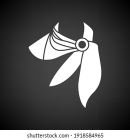 Business Woman Neck Scarf Icon. White on Black Background. Vector Illustration.