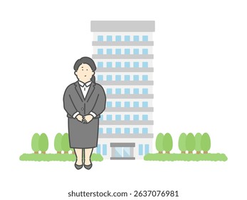 Business woman new employee building building illustration material