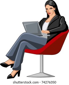 Business woman on chair with laptop