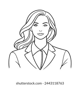 Business Woman one line contunuous line art black and white hand drawing vector illustration