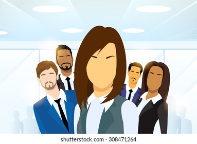 Business Woman People Group Leader Diverse Team Vector Illustration