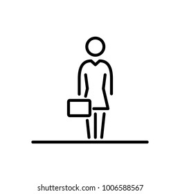 Business woman people icon simple line flat illustration.