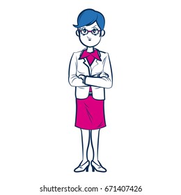business woman person in blue and fuchsia character