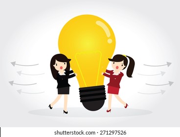 Business woman is plagiarizing idea to work