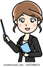 Business woman is pointing and  holding a book. This can use for presentation, website, book, business card.