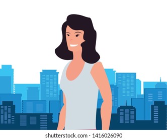 business woman portrait city street