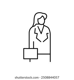 mulher de negócios retrato fino delineamento ícone vetor design bom para web ou aplicativo móvel