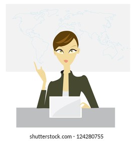 Business Woman present planning for worldwide