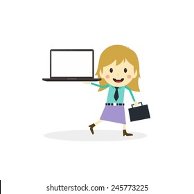 business woman presentation cartoon