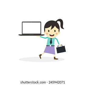 business woman presentation cartoon