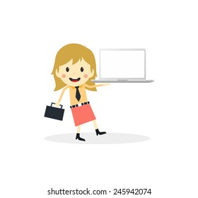 business woman presentation cartoon