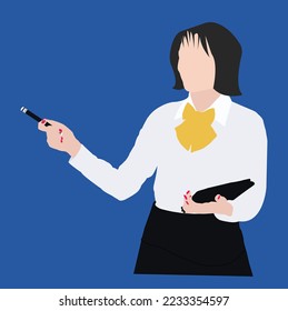 Business woman presentation vector avatar art.This is an editable and printable file. You can customize size and color with this eps file.