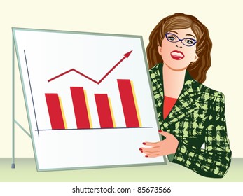Business woman presenting graph vector