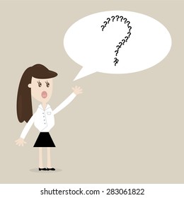 business woman with question mark in bubble,Vector illustrations