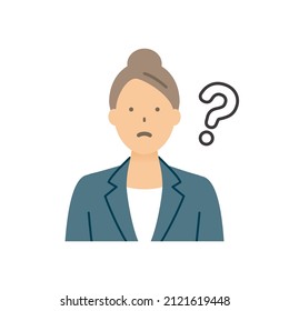 A business woman with a questionable expression. Cartoon style vector illustration.