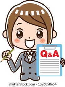 Business woman with questionnaire sheet.