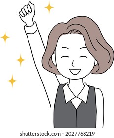Business woman raising one hand
