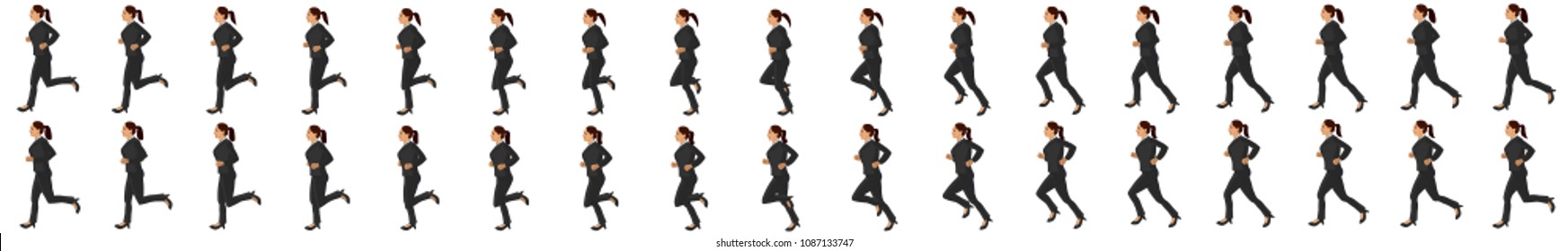 Business woman running animation sprite sheet