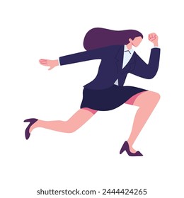 business woman running poses flat illustration