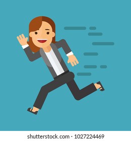 Business woman running in suit in full body isolated on background