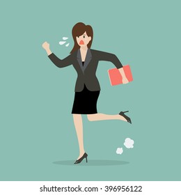 Business woman running in suit. vector illustration