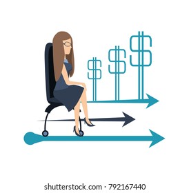 business woman running towards the goal
