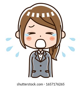 Business woman is sad and crying.