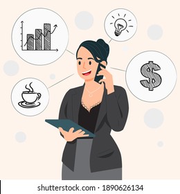 Business woman, sales and marketing woman, illustration concept.
