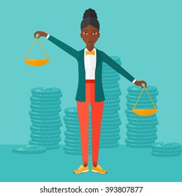 Business woman with scales.