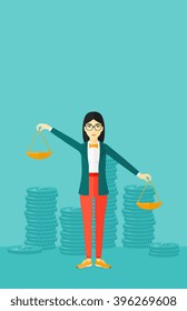 Business woman with scales.