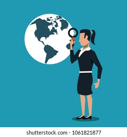 Business woman searching on world