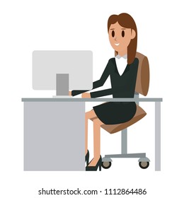 Business woman seated in desk