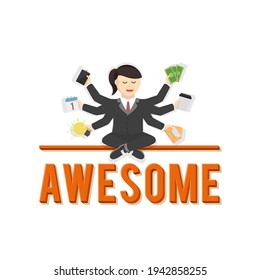 business woman secretary awesome design character on white background