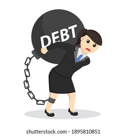 business woman secretary carrying debt design character on white background