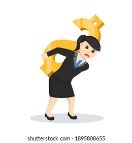 business woman secretary carrying the gold dollar design character on white background
