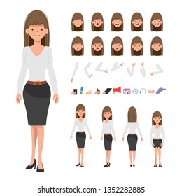 Business woman or Secretary character creation for animation. Ready for animated. Office job.