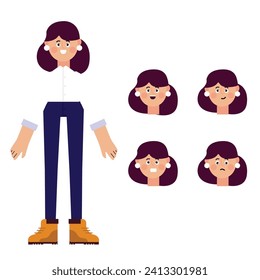 Business woman or Secretary character creation for animation. Ready for animation. Office work illustrations
