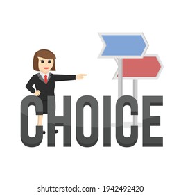 business woman secretary choice design character cartoon on white background