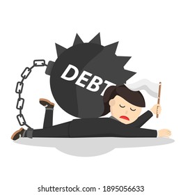 business woman secretary give up because the load design character on white background
