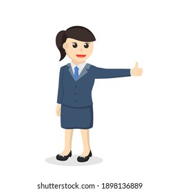 business woman secretary give the thumb design character on white background