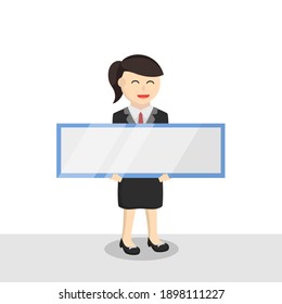 business woman secretary holding sign board design character on white background