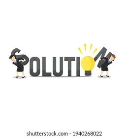 business woman secretary solution design character on white background
