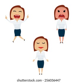 Business woman set doing actions for use in advertising, presentations, brochures, blogs, documents and forms, etc.