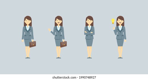 Business woman set office woman pose