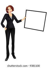 Business woman showing a blank cardboard - Vector