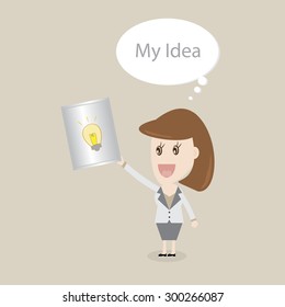 business woman showing idea,Vector illustrations