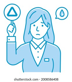 Business woman showing placards illustration ( triangle mark )