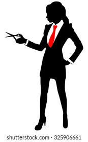 business woman showing scissors