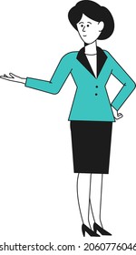 Business woman shows. Office worker demonstration hand sign
