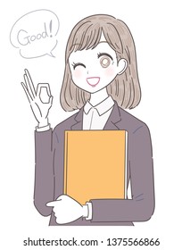 Business Woman Shows OK Sign